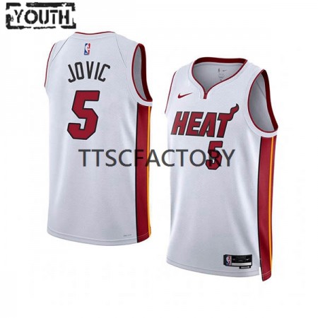 Kinder NBA Miami Heat Trikot Nikola Jovic 5 Nike 2022-23 Association Edition Weiß Swingman
